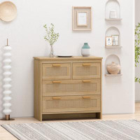 Bay Isle Home™ 4 Drawers Rattan Cabinet,For Bedroom,Living Room,Dining Room,Hallways,Easy Assembly F98543F528084DAEADA5D