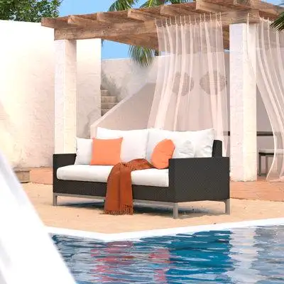 RST Brands Sunbrella Outdoor 78In. Sofa - Cast Coral, Espresso