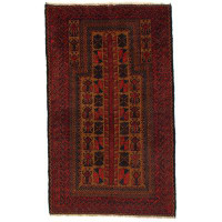 Isabelline Isabelline Handmade Afghan Baluch Wool Rug - 3'1"X5'1"
