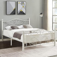 Alcott Hill Full Size Bed Frame With Headboard And Footboard, Heavy Duty Metal Slat Support