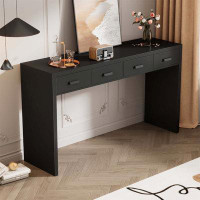 Elegance Plexi Home Console Table With Open Tabletop And Four Drawers With Metal Handles For Entry Way