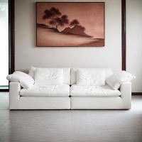 HOUZE 110.24" White linen Modular Sofa cushion couch