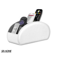 SR-HOME Control Holder, Vegan Leather TV Remote Caddy Desktop Organizer 5 Compartments Fits TV Remotes, Media Controller