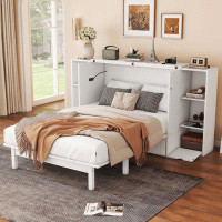 Latitude Run® Full Size Murphy Bed With Shelves, Cabinets And USB Ports