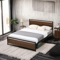 17 Stories Rustic Bed Frame With Headboard