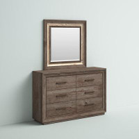 Greyleigh™ Hayle 6 Drawer 60'' W Double Dresser with Mirror