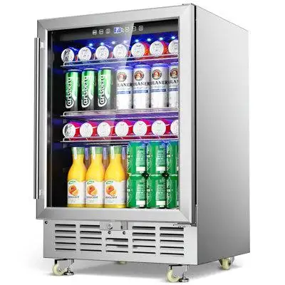 Domccy® 24 Inch Beverage Refrigerator, 180 Cans Under Counter Beverage Cooler, 24" Space Built-in Beer And Drink Fridge