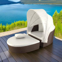 Hokku Designs Outdoor rattan bed patio outdoor leisure furniture