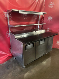 60” true pizza table fridge cooler topping prep table with stainless shelving only $3495! Can ship !