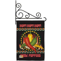 Breeze Decor Chili Peppers - Impressions Decorative Metal Fansy Wall Bracket Garden Flag Set GS117031-BO-03