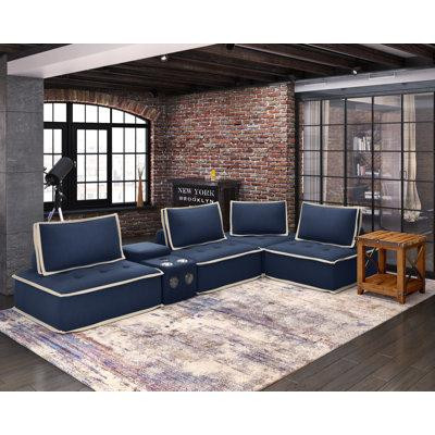 Sunset Trading Canapé modulaire 5 pièces Sunset Trading Pixie | Canapé modulaire en L | Supports de porte-gobelets de ra in Couches & Futons in Québec