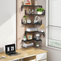 Gracie Oaks 5+1 Corner Shelves with Storage Basket