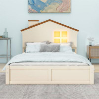 Harper Orchard Twin Size Wood Platform Bed With House-Shaped Headboard And Built-In LED