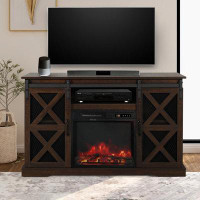 Gracie Oaks Anikesh TV Stand for TVs up to 55" with Electric and Fireplace Included