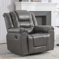 Latitude Run® 360°Swivel and Rocking Manual Recliner Chair with Wide Armrest for Living Room