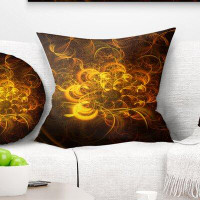 Made in Canada - East Urban Home Floral Fractal Flower in Dark Throw Pillow