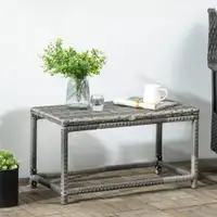 Rattan Side Table 31.5"x15.7"x16.9" Mixed Grey