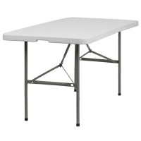 Arlmont & Co. 5-Foot Bi-Fold Granite White Plastic Folding Table(White)