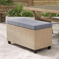 Red Barrel Studio Manleen 35.43" Width PE Wicker Patio Bench With Removable Cushion