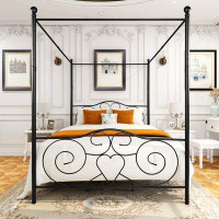 Lark Manor Canopy Bed With Full/Double Size, Black