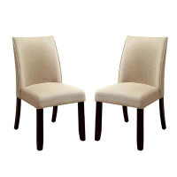 Wildon Home® Set Of 2 Padded Fabric Side Chairs In Espresso And Ivory