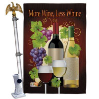 Breeze Decor More Wine, Less Whine - Impressions Decorative Aluminum Pole & Bracket House Flag Set HS117022-BO-02