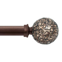 Red Barrel Studio Red Barrel Studio 1 Inch Adjustable Brown Curtain Rod For Windows Curtains With Decorative Round Mosai