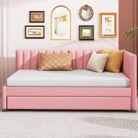 Latitude Run® Upholstered Daybed with Trundle Twin Size Sofa Bed Frame