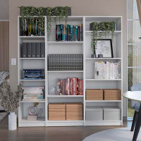 Ebern Designs Ilma Tuin 3 Piece Living Room Set with 3 Bookcases, White