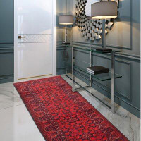 Isabelline Hand-Knotted Finest Khal Mohammadi Dark Red Wool Rug 2'8" X 9'7"