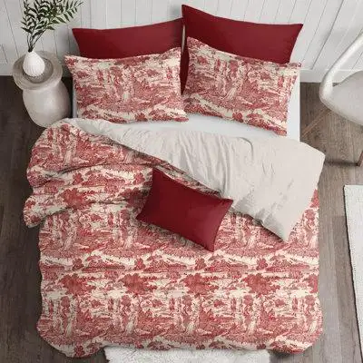 Made in Canada - The Tailor's Bed Eloise Barn Red/Beige Comforter Set