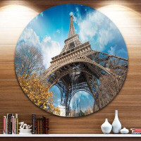 Design Art 'Paris Eiffel Tower and Blue Paris Sky View' Photographic Print on Metal