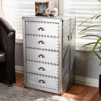 17 Stories Davet French Industrial Silver Metal 5-Drawer Accent Storage Cabinet