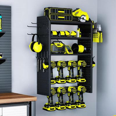 Color of the face home Power Tool OrganizerLarge 8 Drill Holder Wall Mount With 2 Side Pegboards,5 Layer Heavy Duty Met in Other
