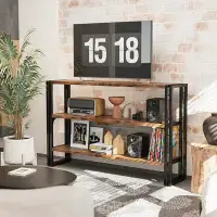 17 Stories 17 Storeys Bookshelf Industrial 3 Shelf Bookcase,50.8 Inch Wood Storage Shelf With Metal Frame For Living Roo