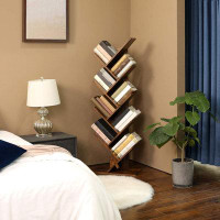 Loon Peak 8-Tier Floor Standing Tree Bookshelf, With Shelves For Living Room, Home Office, Rustic Brown