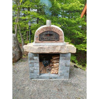Authentic Pizza Ovens Ventura Buena Brick & Cement Countertop Wood-Fired Pizza Oven in Black/Brown