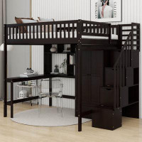 Harriet Bee Jamesy Kids Full Loft Bed with Drawers