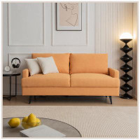 George Oliver Fabric Upholstered Love Seat With Metal Legs/High Resilience Sponge Couch For Living Room, Bedroom, Apartm