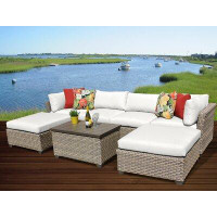 Lark Manor Anupras 7 Piece Outdoor Sectional Conversation Set with Ottomans and Storage Coffee Table
