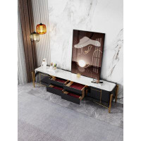 Everly Quinn White Marble Countertop TV Stand