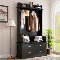 Wildon Home® Hall Tree with 5 Metal Hooks and 2 Large Drawers