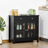 Red Barrel Studio Sideboard Buffet Cabinet, Accent Kitchen Cabinet with Glass Doors