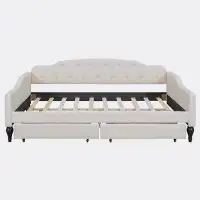 Alcott Hill Upholstered Tufted Daybed With Two Drawers