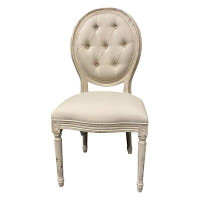 One Allium Way Adonai Tufted Linen Upholstered Side Chair in Beige