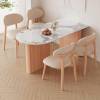 Corrigan Studio Cream Wind Rock Plate Dining Table Solid Wood Against the Wall Dining Table