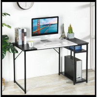 Ebern Designs Writing Computer Desk, Home Office Study Desk With 2 Storage Shelves On Right Side, Fashion Simple Style W
