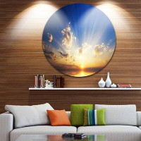 Made in Canada - Design Art 'Sunset in the Ocean Blue Sky Panorama' Photographic Print on Metal