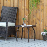 Charlton Home Outdoor PE Wicker Side Table, All-Weather Material Coffee Table