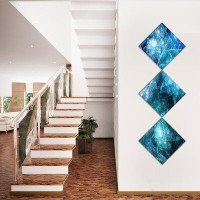 East Urban Home 'Blue Rotating Polyhedron' Graphic Art PrintMulti-Piece Image on Canvas